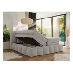 Łóżko kontynentalne - NIRA KING 180x200 - H4 - jasnoszary, struktura