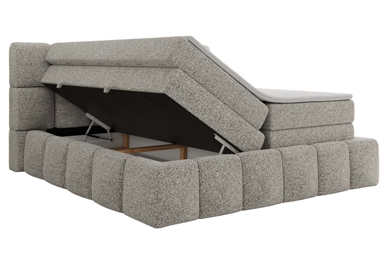 Łóżko kontynentalne - NIRA KING 200x200 - H4 - jasnoszary, struktura