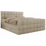 Łóżko kontynentalne - ALTIVO KING DUO - 140x200 - H3 - beżowy, welwet
