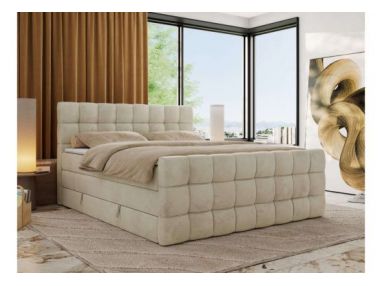 Łóżko kontynentalne - ALTIVO KING DUO - 160x200 - H3 - beżowy, welwet