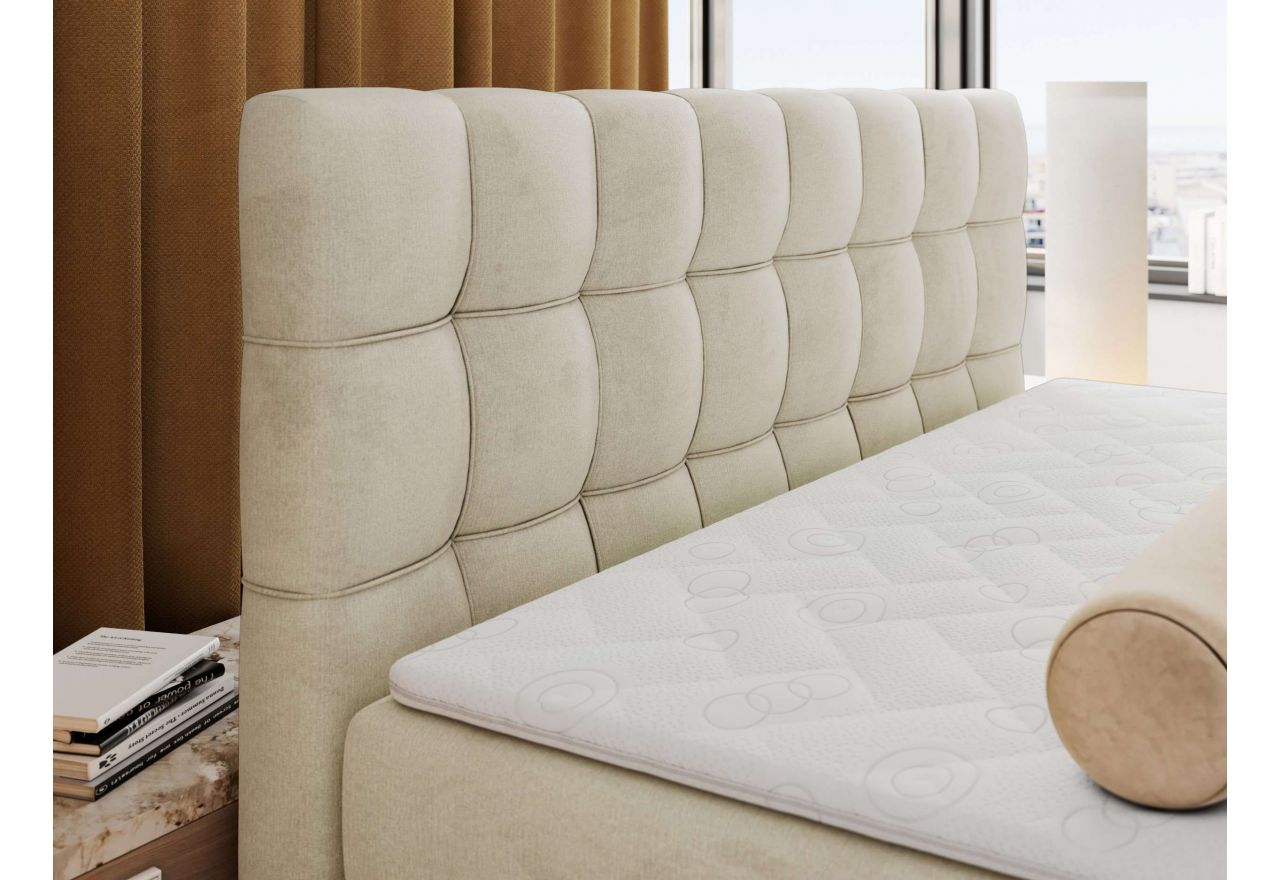 Łóżko kontynentalne - ALTIVO KING DUO - 160x200 - H3 - beżowy, welwet