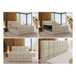 Łóżko kontynentalne - ALTIVO KING DUO - 180x200 - H3 - beżowy, welwet