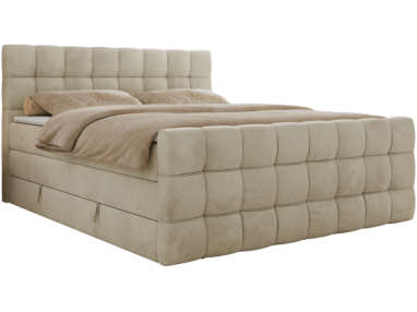 Łóżko kontynentalne - ALTIVO KING DUO - 120x200 - H4 - beżowy, welwet