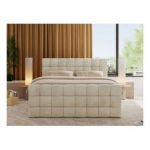 Łóżko kontynentalne - ALTIVO KING DUO - 140x200 - H4 - beżowy, welwet