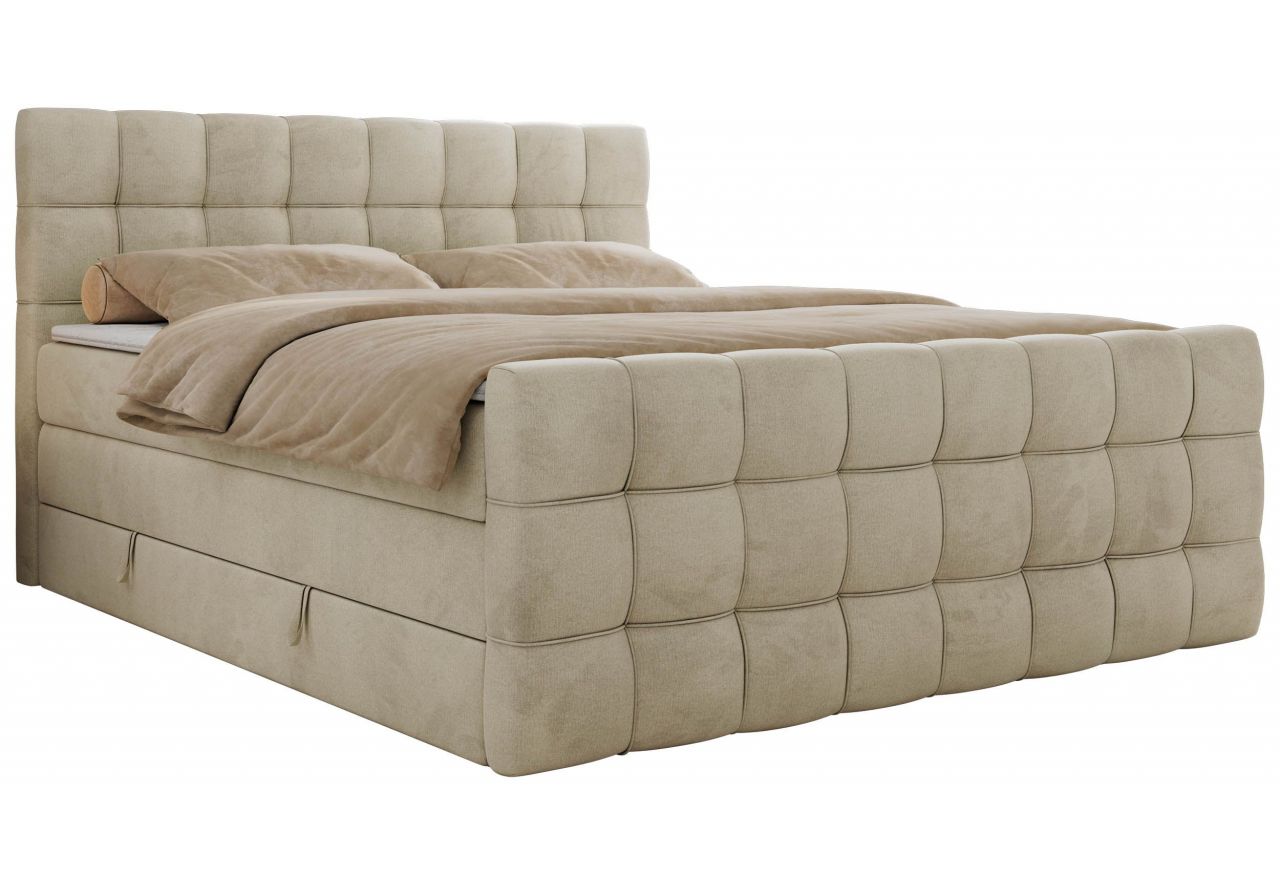 Łóżko kontynentalne - ALTIVO KING DUO - 140x200 - H4 - beżowy, welwet
