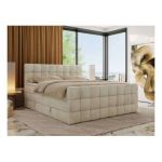 Łóżko kontynentalne - ALTIVO KING DUO - 180x200 - H4 - beżowy, welwet