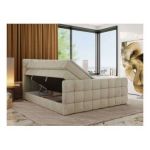 Łóżko kontynentalne - ALTIVO KING DUO - 180x200 - H4 - beżowy, welwet