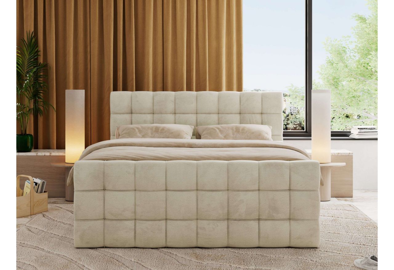 Łóżko kontynentalne - ALTIVO KING DUO - 200x200 - H4 - beżowy, welwet