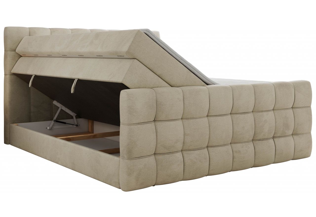 Łóżko kontynentalne - ALTIVO KING DUO - 200x200 - H4 - beżowy, welwet