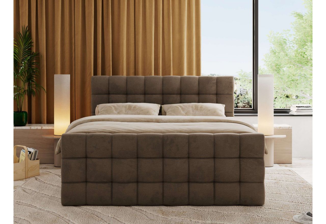 Łóżko kontynentalne - ALTIVO KING DUO - 120x200 - H3 - brązowy, welwet
