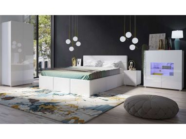 Elegancki zestaw mebli do sypialni z łóżkiem 160x200 cm z meblami w kolorze białym - CONTROL
