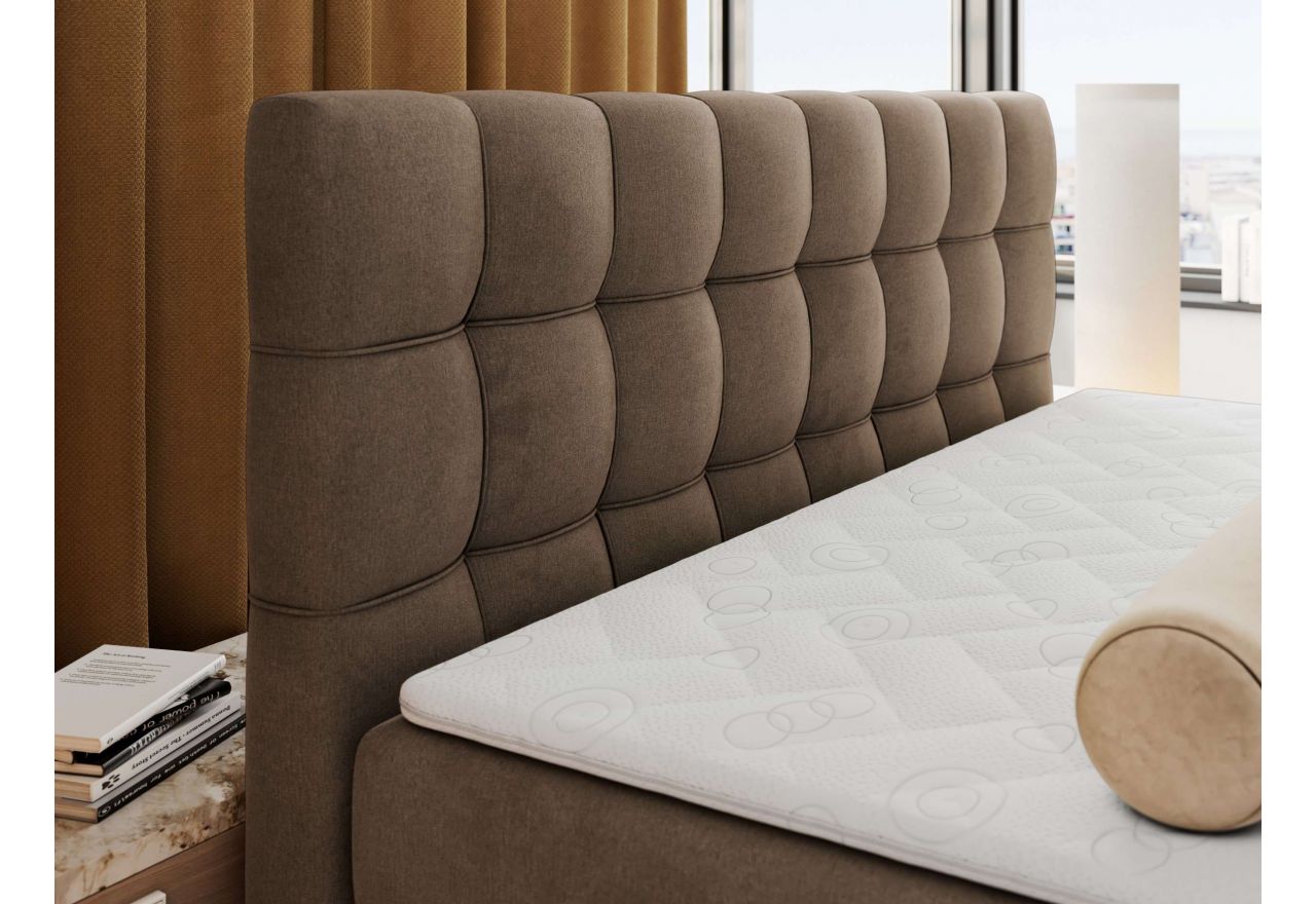 Łóżko kontynentalne - ALTIVO KING DUO - 160x200 - H3 - brązowy, welwet