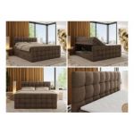 Łóżko kontynentalne - ALTIVO KING DUO - 160x200 - H3 - brązowy, welwet