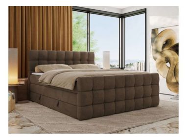 Łóżko kontynentalne - ALTIVO KING DUO - 180x200 - H3 - brązowy, welwet