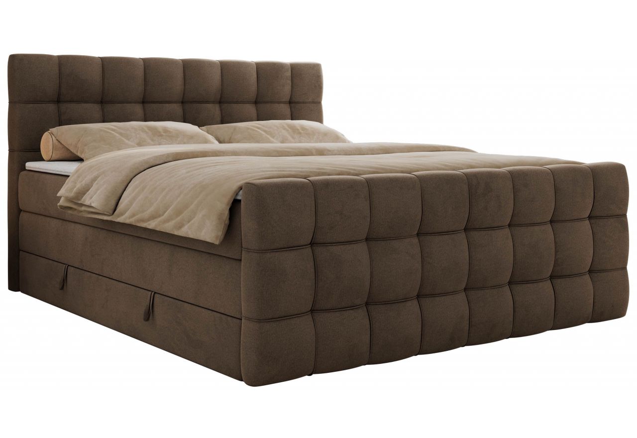 Łóżko kontynentalne - ALTIVO KING DUO - 180x200 - H3 - brązowy, welwet