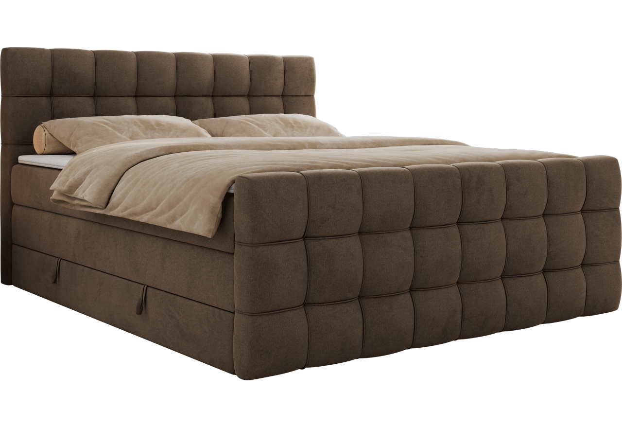 Łóżko kontynentalne - ALTIVO KING DUO - 120x200 - H4 - brązowy, welwet