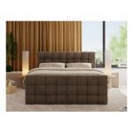 Łóżko kontynentalne - ALTIVO KING DUO - 160x200 - H4 - brązowy, welwet