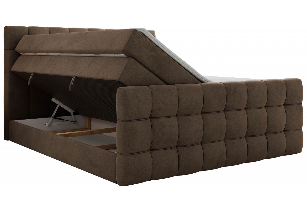 Łóżko kontynentalne - ALTIVO KING DUO - 160x200 - H4 - brązowy, welwet