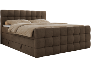 Łóżko kontynentalne - ALTIVO KING DUO - 180x200 - H4 - brązowy, welwet