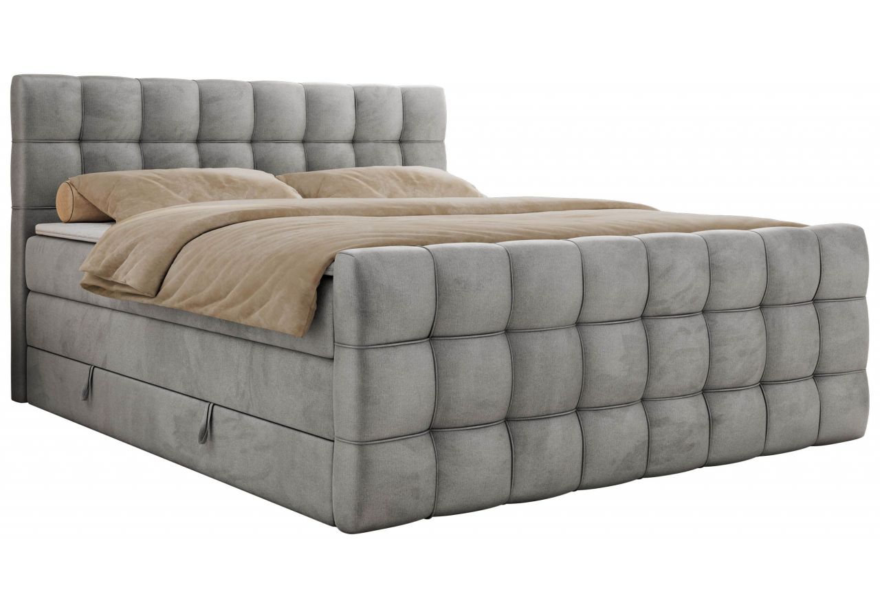 Łóżko kontynentalne - ALTIVO KING DUO - 120x200 - H3 - jasnoszary, welwet