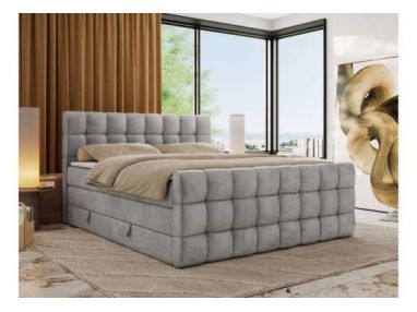 Łóżko kontynentalne - ALTIVO KING DUO - 160x200 - H3 - jasnoszary, welwet