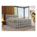 Łóżko kontynentalne - ALTIVO KING DUO - 160x200 - H3 - jasnoszary, welwet