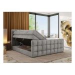 Łóżko kontynentalne - ALTIVO KING DUO - 160x200 - H3 - jasnoszary, welwet