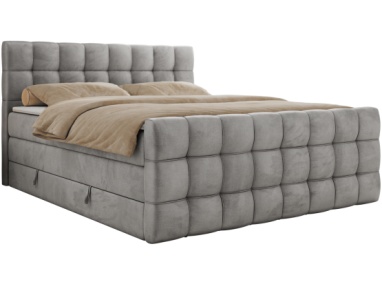Łóżko kontynentalne - ALTIVO KING DUO - 200x200 - H3 - jasnoszary, welwet