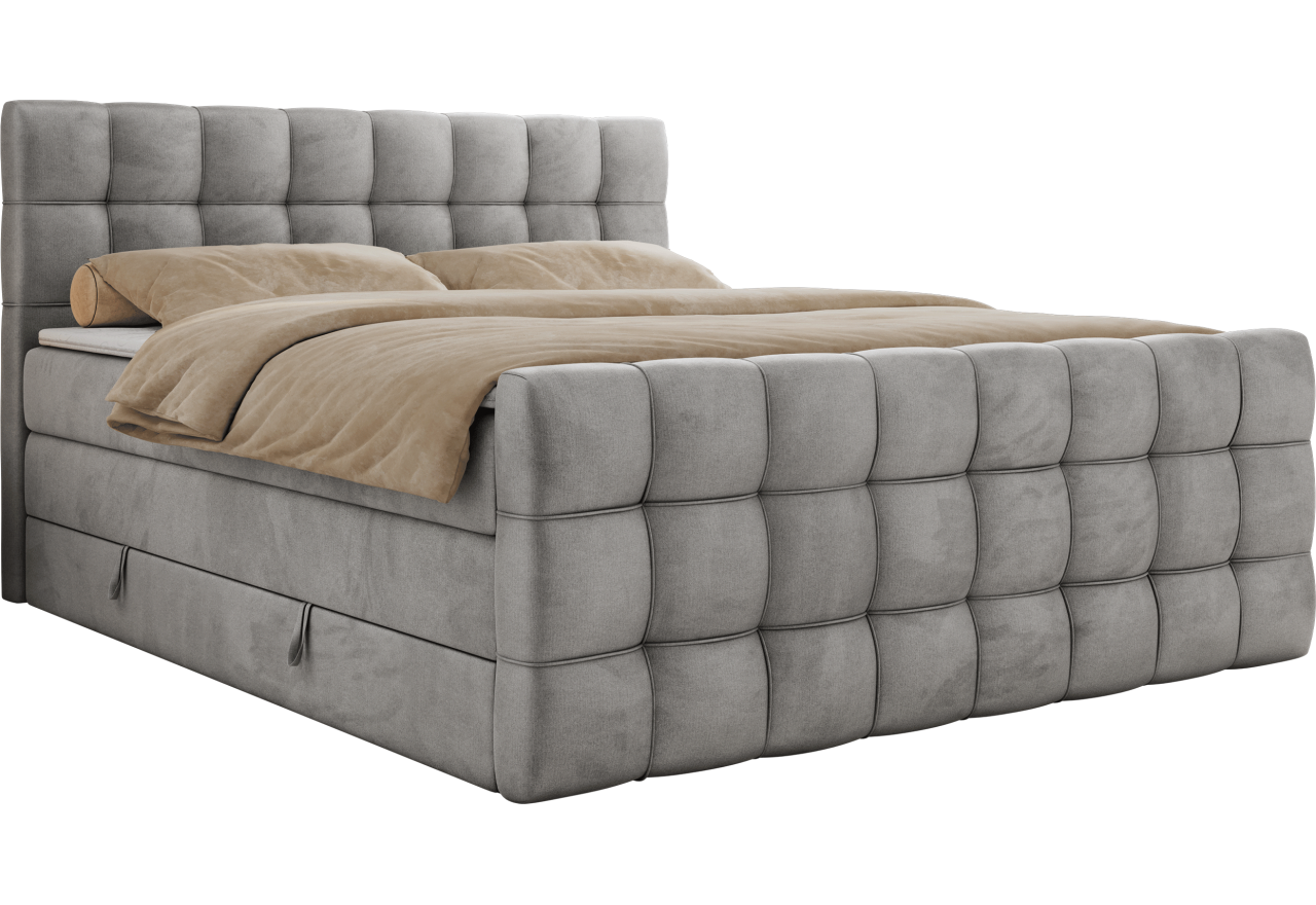 Łóżko kontynentalne - ALTIVO KING DUO - 200x200 - H3 - jasnoszary, welwet