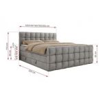 Łóżko kontynentalne - ALTIVO KING DUO - 120x200 - H4 - jasnoszary, welwet