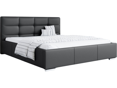 Tapicerowane łóżko z wysokim zagłowiem do sypialni i opcją wyboru materaca - LATON / Madryt 9100