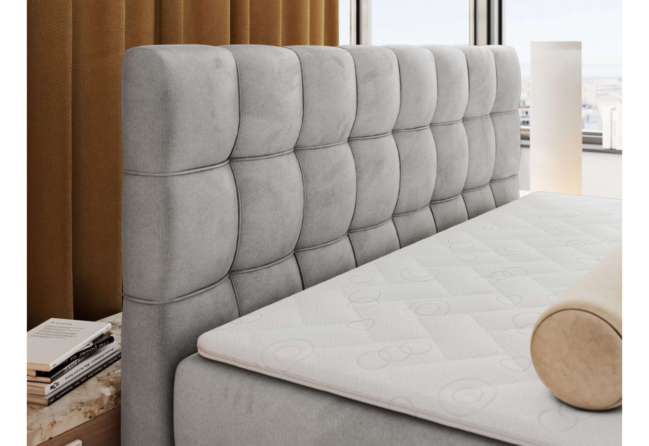 Łóżko kontynentalne - ALTIVO KING DUO - 120x200 - H4 - jasnoszary, welwet