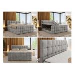 Łóżko kontynentalne - ALTIVO KING DUO - 160x200 - H4 - jasnoszary, welwet