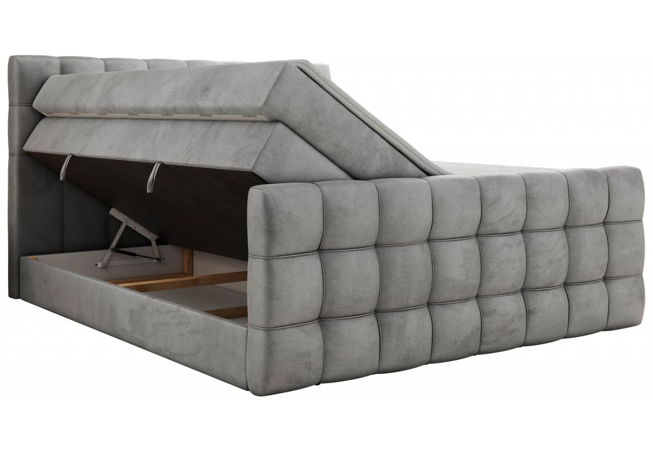 Łóżko kontynentalne - ALTIVO KING DUO - 160x200 - H4 - jasnoszary, welwet