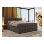 Łóżko kontynentalne - ALTIVO KING DUO - 160x200 - H3 - ciemnoszary, welwet