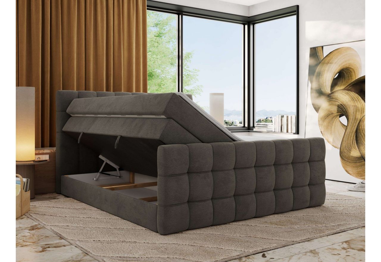 Łóżko kontynentalne - ALTIVO KING DUO - 160x200 - H3 - ciemnoszary, welwet