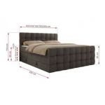 Łóżko kontynentalne - ALTIVO KING DUO - 180x200 - H3 - ciemnoszary, welwet