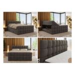 Łóżko kontynentalne - ALTIVO KING DUO - 180x200 - H3 - ciemnoszary, welwet