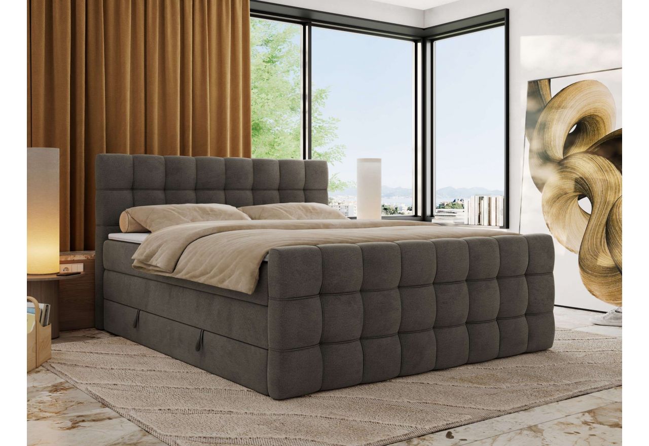 Łóżko kontynentalne - ALTIVO KING DUO - 200x200 - H3 - ciemnoszary, welwet