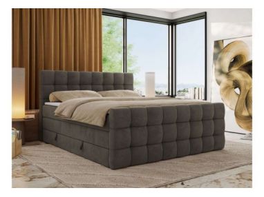 Łóżko kontynentalne - ALTIVO KING DUO - 160x200 - H4 - ciemnoszary, welwet