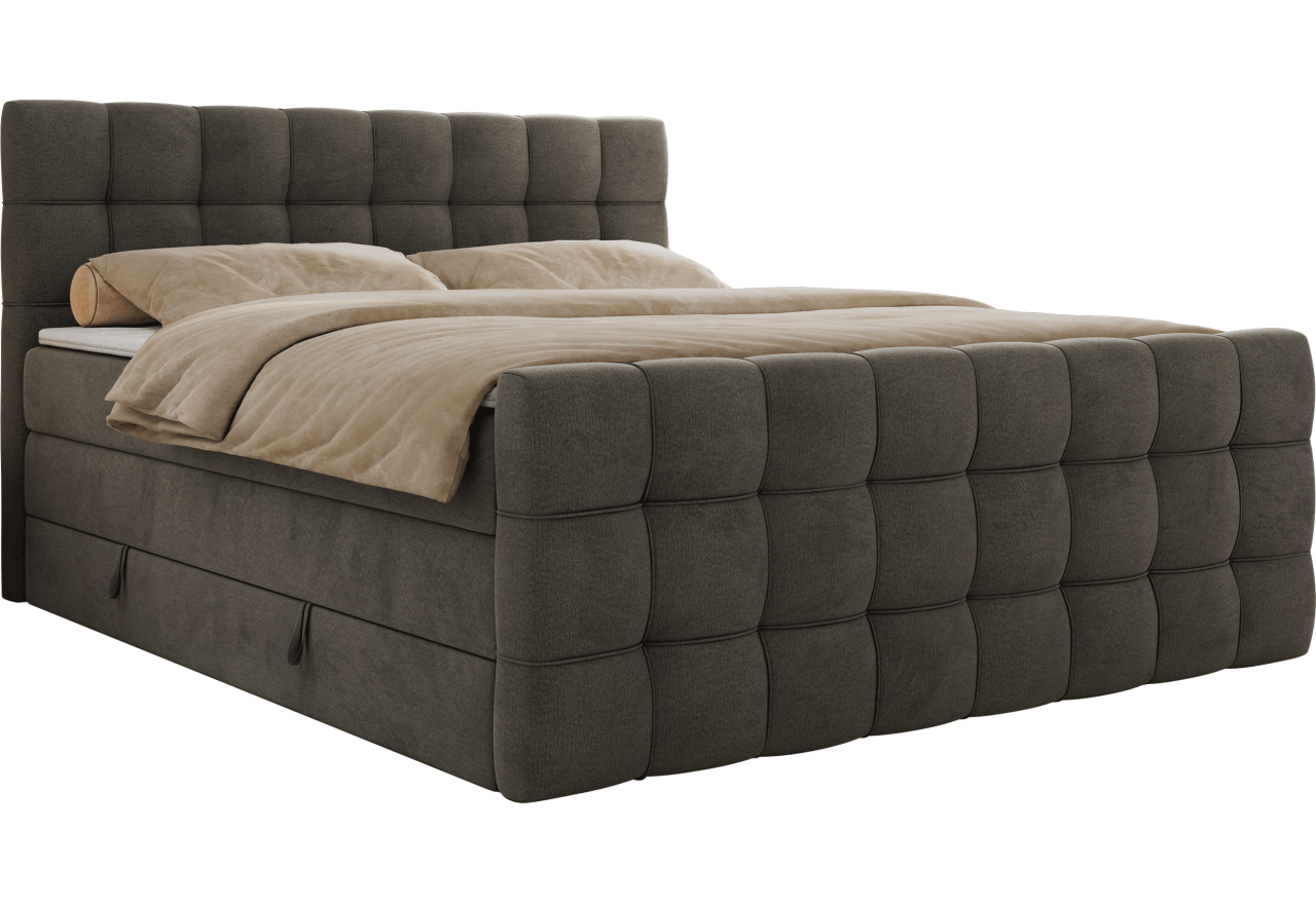 Łóżko kontynentalne - ALTIVO KING DUO - 160x200 - H4 - ciemnoszary, welwet