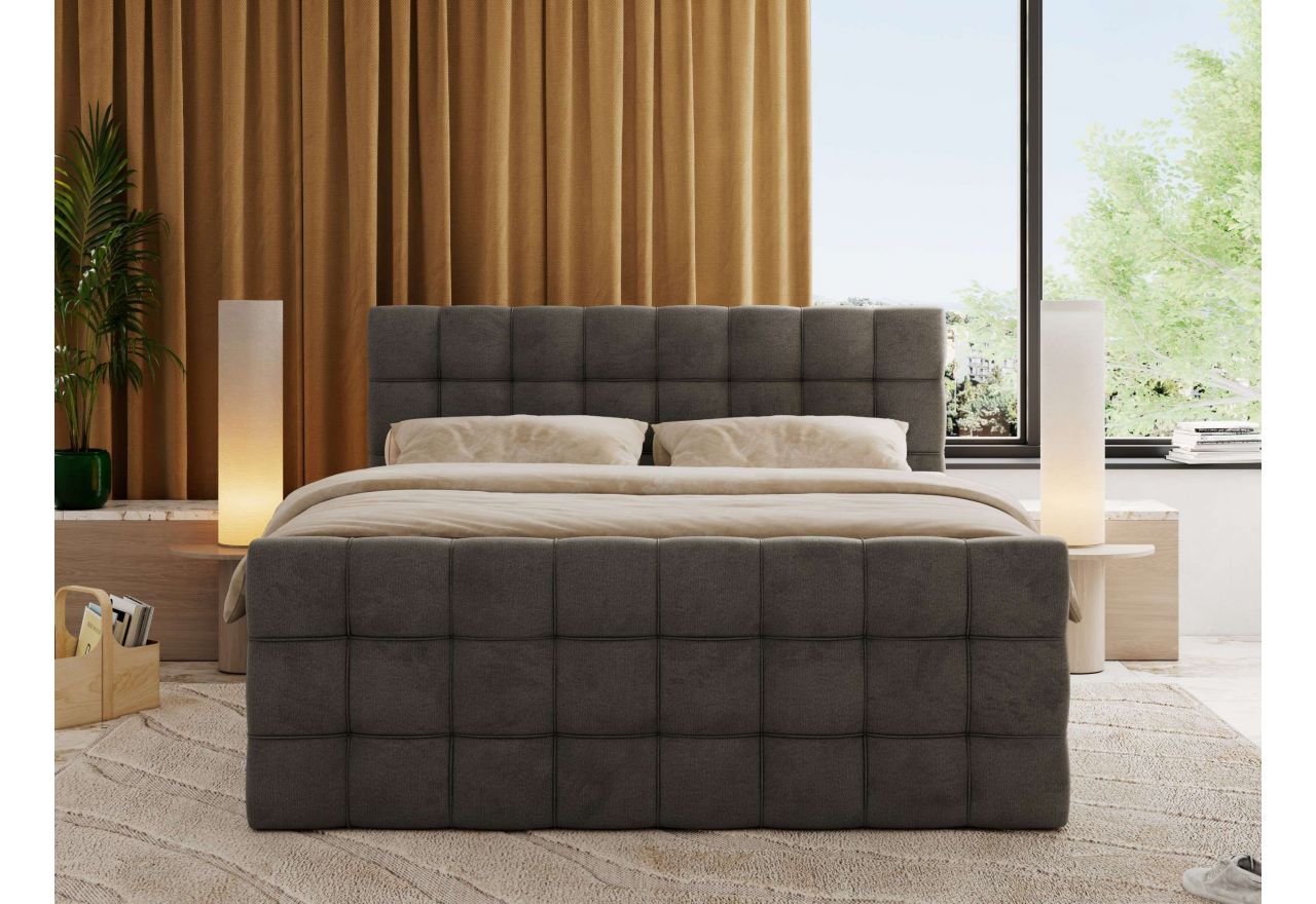 Łóżko kontynentalne - ALTIVO KING DUO - 160x200 - H4 - ciemnoszary, welwet
