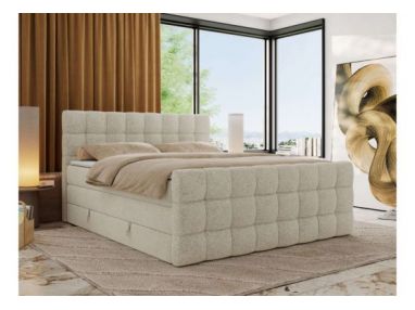 Łóżko kontynentalne - ALTIVO KING DUO - 160x200 - H3 - kremowy, struktura