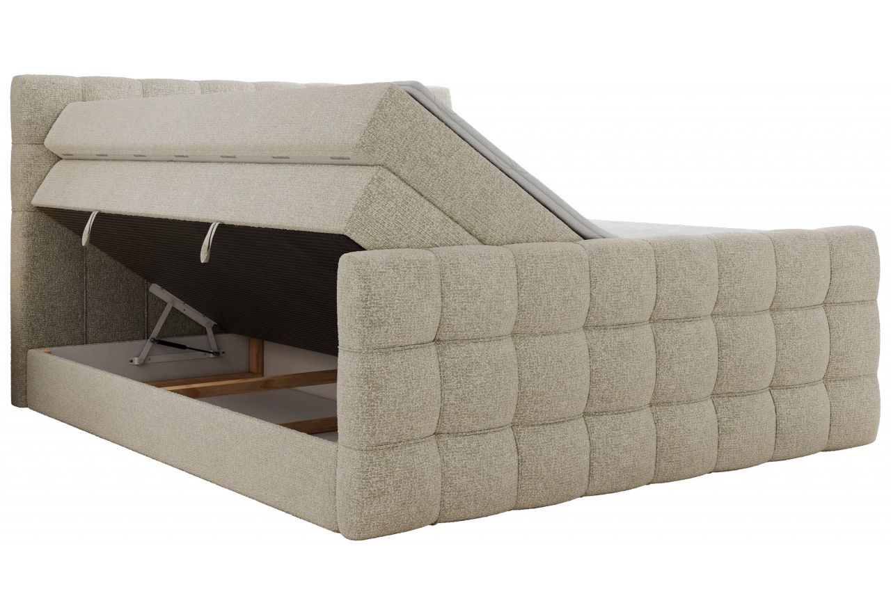 Łóżko kontynentalne - ALTIVO KING DUO - 160x200 - H3 - kremowy, struktura