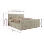Łóżko kontynentalne - ALTIVO KING DUO - 180x200 - H3 - kremowy, struktura