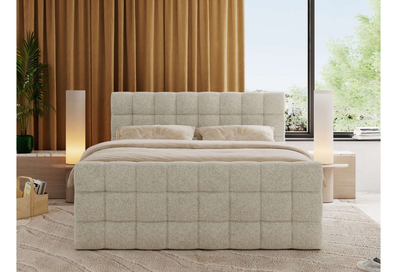 Łóżko kontynentalne - ALTIVO KING DUO - 200x200 - H3 - kremowy, struktura