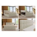 Łóżko kontynentalne - ALTIVO KING DUO - 120x200 - H4 - kremowy, struktura