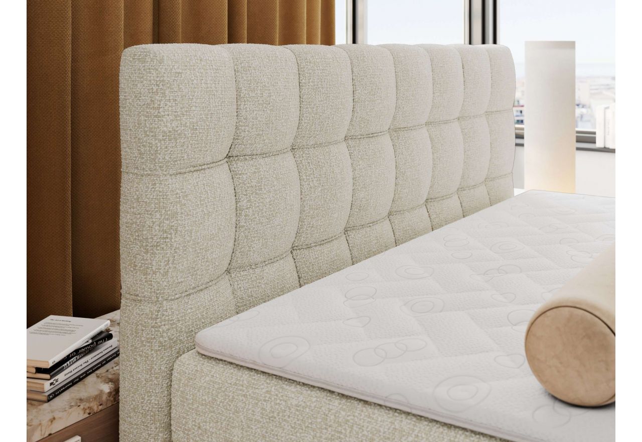 Łóżko kontynentalne - ALTIVO KING DUO - 140x200 - H4 - kremowy, struktura