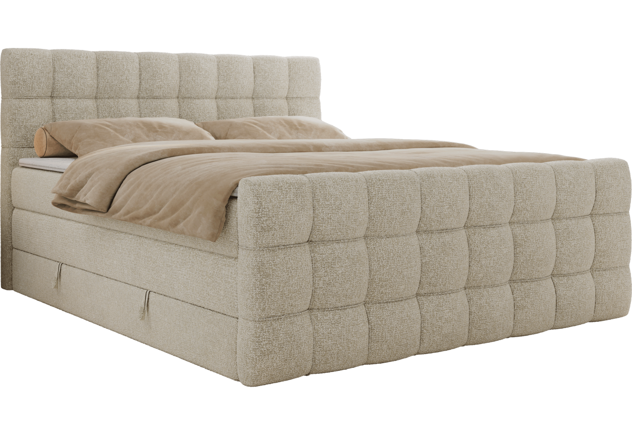 Łóżko kontynentalne - ALTIVO KING DUO - 160x200 - H4 - kremowy, struktura