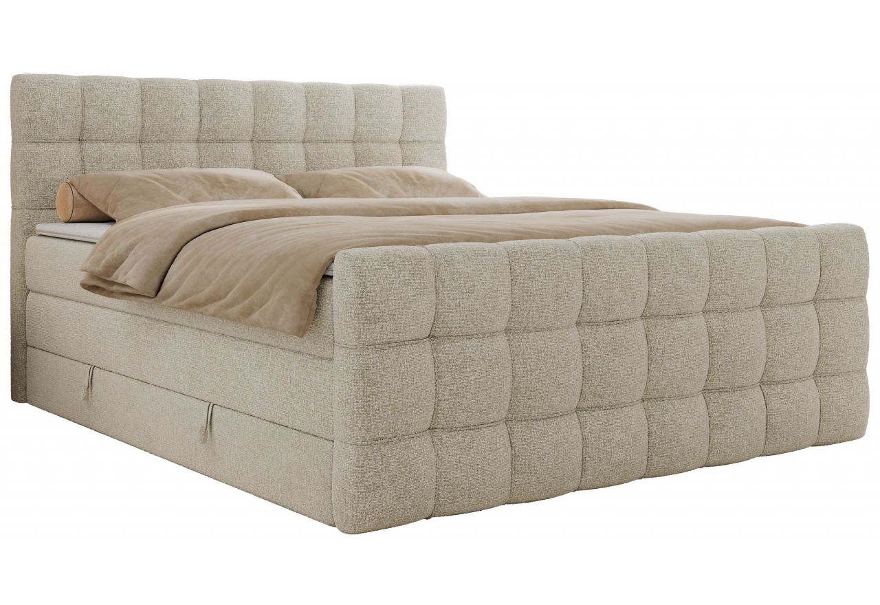 Łóżko kontynentalne - ALTIVO KING DUO - 160x200 - H4 - kremowy, struktura